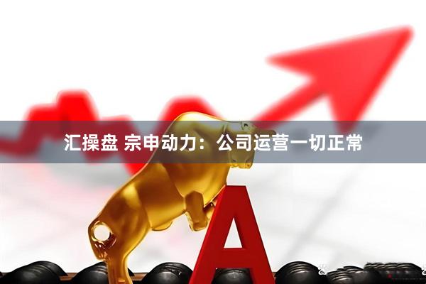 汇操盘 宗申动力：公司运营一切正常
