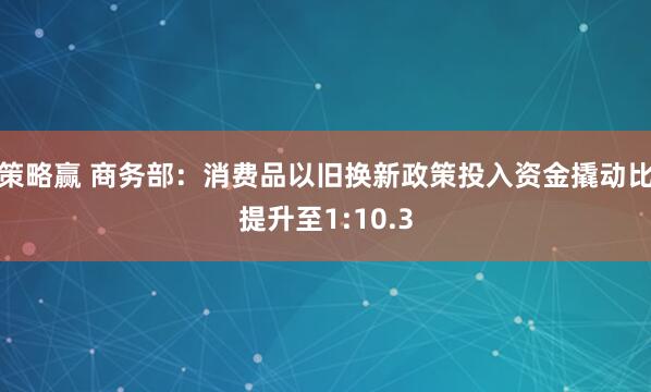 策略赢 商务部：消费品以旧换新政策投入资金撬动比提升至1:10.3