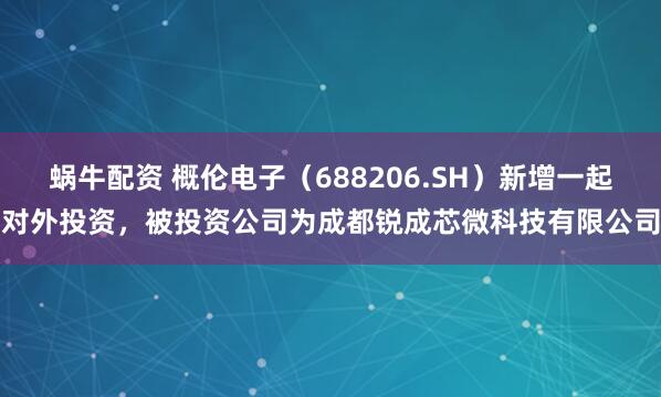 蜗牛配资 概伦电子（688206.SH）新增一起对外投资，被投资公司为成都锐成芯微科技有限公司